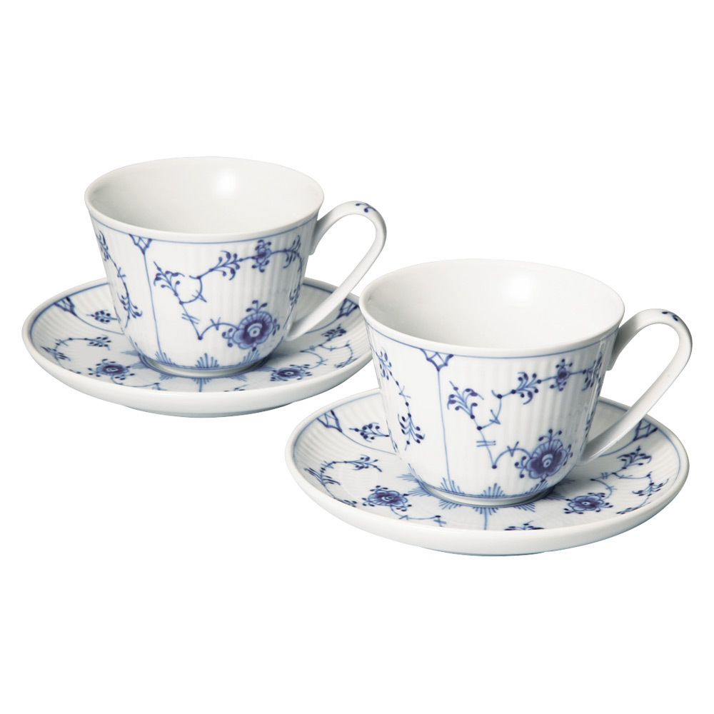 100 正規品 ペア カップ ソーサー プレイン ブルーフルーテッド コペンハーゲン ロイヤル マグカップ ティーカップ Williamsav Com
