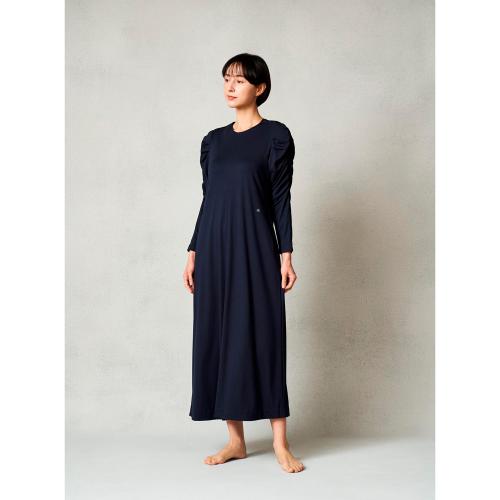 モイストスムース ギャザースリーブマキシレングスシャツ WOMEN（一般医療機器） ネイビー