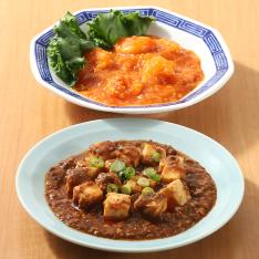 麻婆豆腐・海老のチリソース煮セット