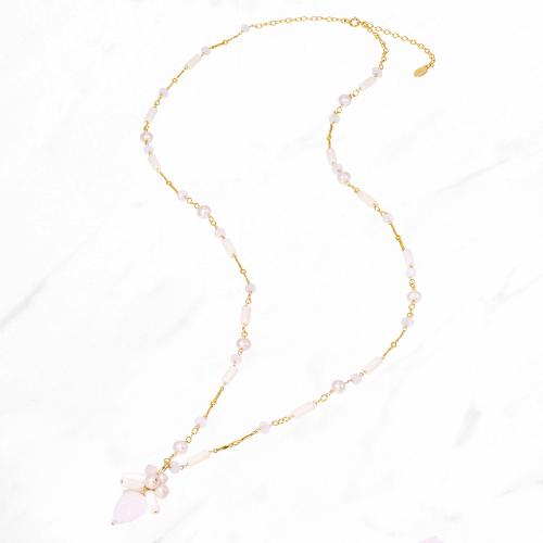 BOHO ロングネックレス  ホワイト MIX