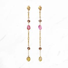 BOHO ラインピアス  トルマリン MIX
