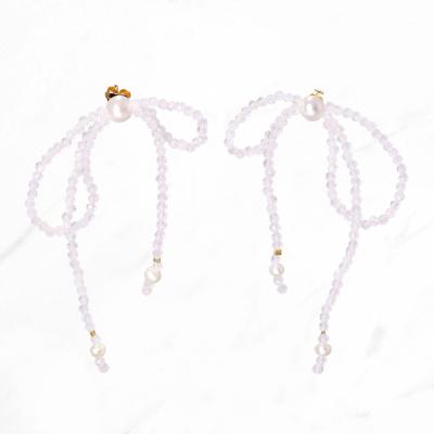 タッセルリボンピアス  ムーンストーン