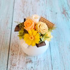 プリザーブドアレンジ「マカロン」イエロー
