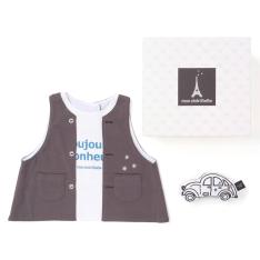 重ね着風スタイとクルマガラガラのセット