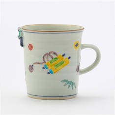 京焼・清水焼　秀峰窯 一閑人交趾宝散しマグカップ　緑