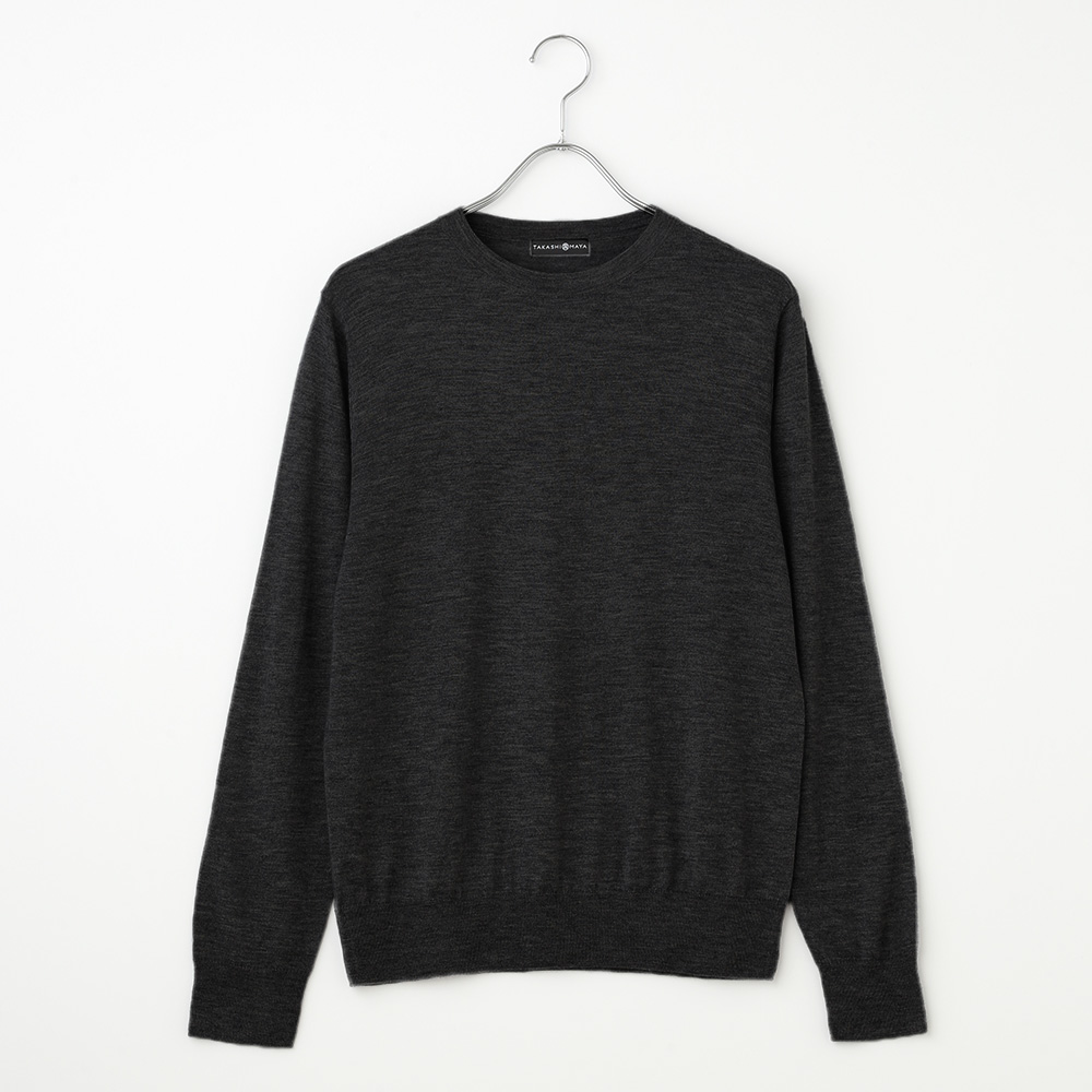 カシミヤシルク>クルーネックセーター ブラック S→LL | 商品詳細