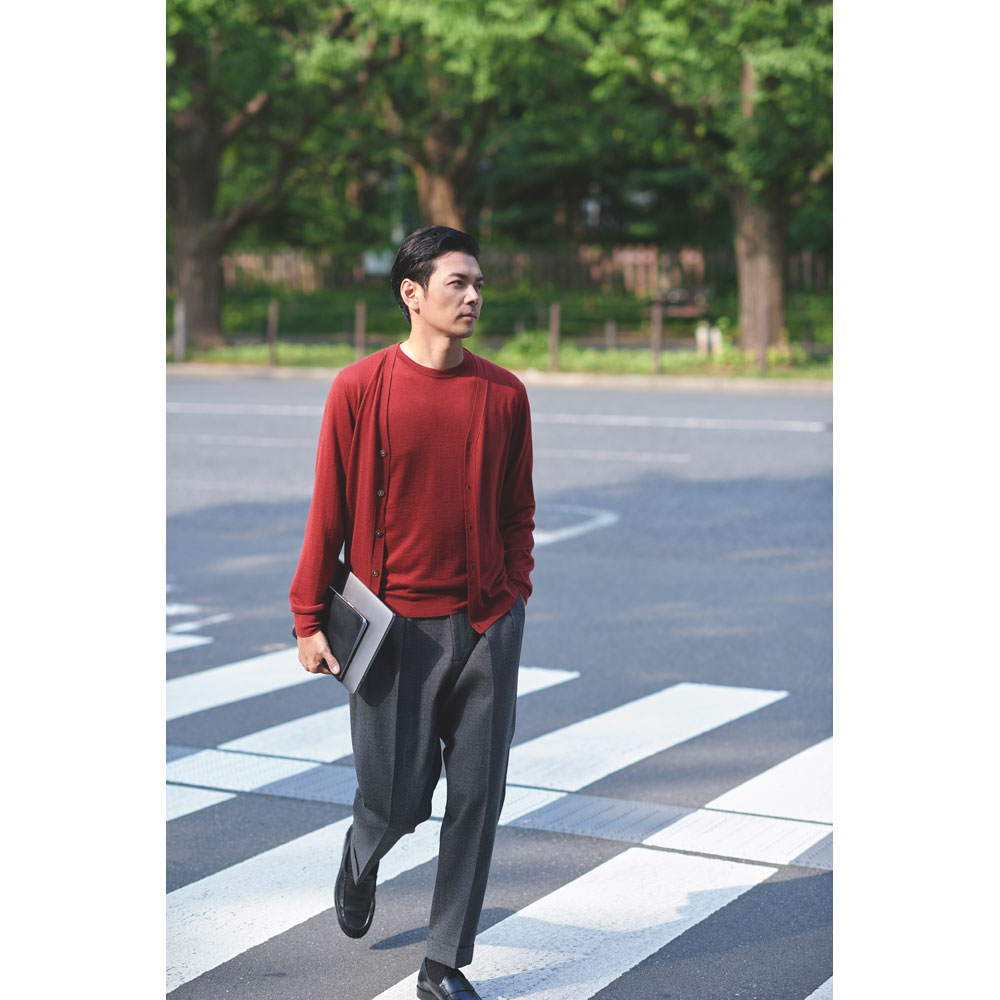 カシミヤシルク＞カーディガン ダークレッド S→LL | 商品詳細 