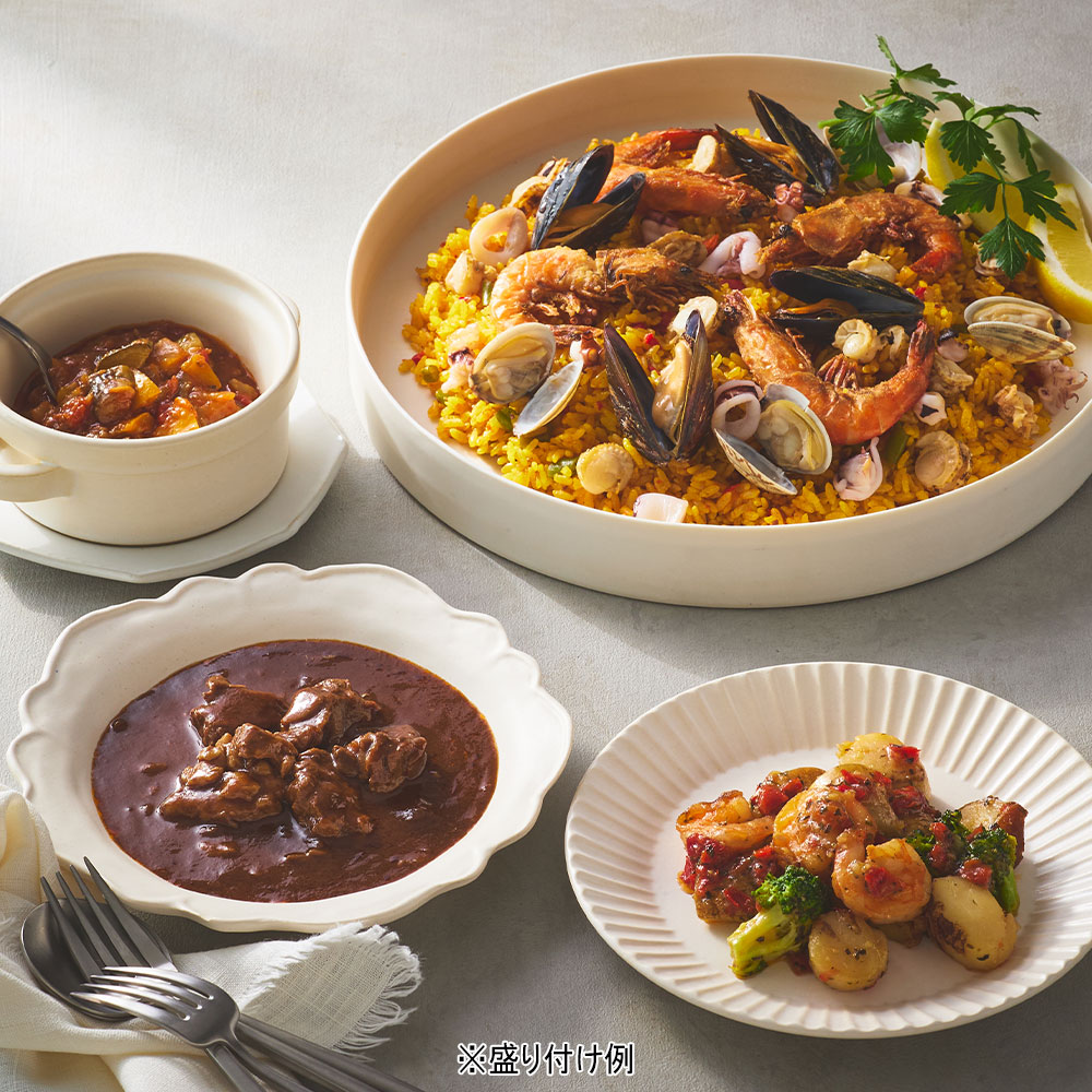 ビーフシチュー＆魚介のパエリア・２種デリセット