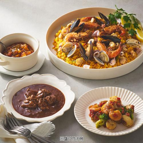 ビーフシチュー＆魚介のパエリア・２種デリセット