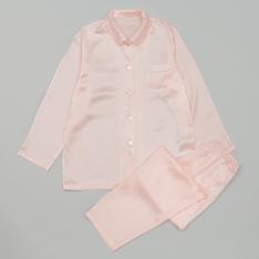 婦人シルクサテン無地パジャマ