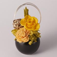 <APLUS(アプラス)>和風プリザーブドフラワーアレンジメント てまり黄