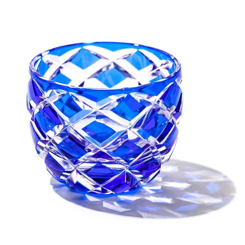 江戸切子 矢来紋 クリスタルぐい呑 「ルリ」