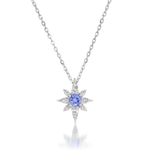 TANZANITE CROSSING STAR NECKLACE