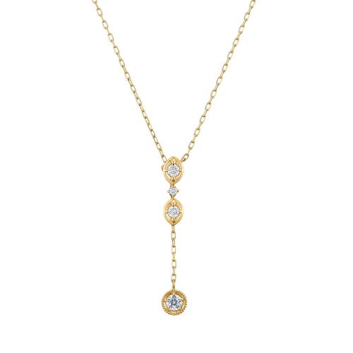 K18YGダイヤモンドネックレス「トリロジーストーン」