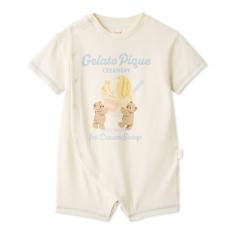 ［BABY］接触冷感アイスクリームベアワンポイントロンパース