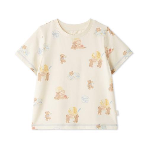 ［KIDS］接触冷感アイスクリームベア柄Tシャツ