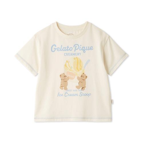 ［KIDS］接触冷感アイスクリームベアワンポイントTシャツ