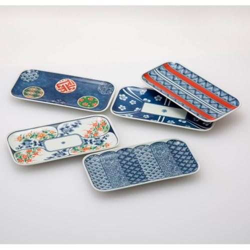 染錦文様 長角皿揃