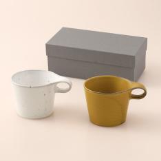 ペアマグ（寂からし釉・白窯変釉）