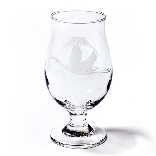 江戸切子 富士山に鶴 ビアグラス