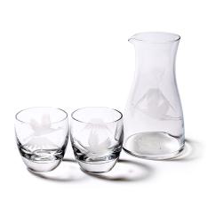 江戸切子 富士山に鶴 冷酒器揃