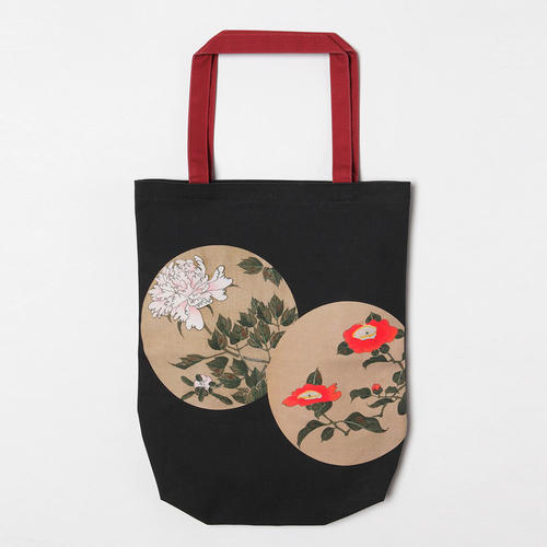 トートバッグ「伊藤若冲　花卉天井画」黒