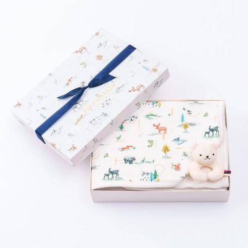 出産祝い2点セット（ブランケット・ラトル） 森のおはなし