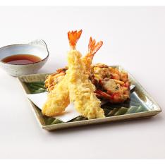 〈富惣〉天然えび天ぷらと海鮮かき揚セット