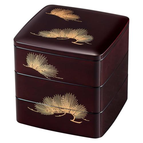 山中塗 三段重 松溜 6寸