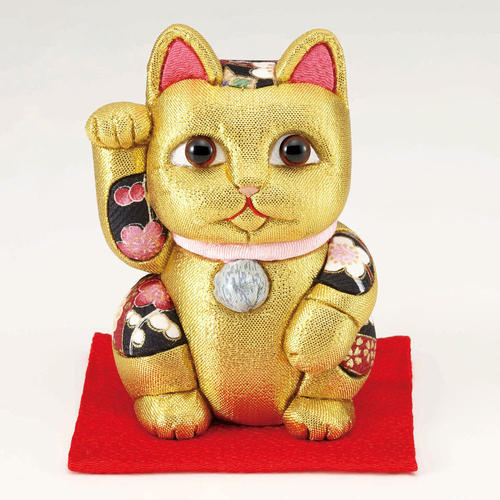 <柿沼人形>江戸木目込人形 招き猫 金