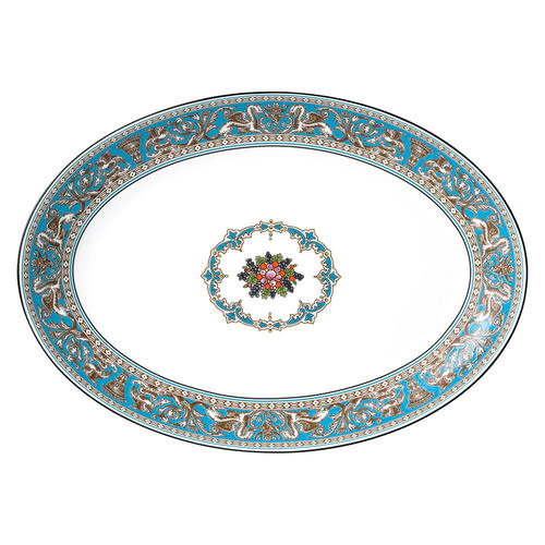 フロレンティーン ターコイズ オーバルディッシュ 30cm
