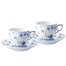 ブルーフルーテッド　プレイン　コーヒーカップ＆ソーサー　ペア