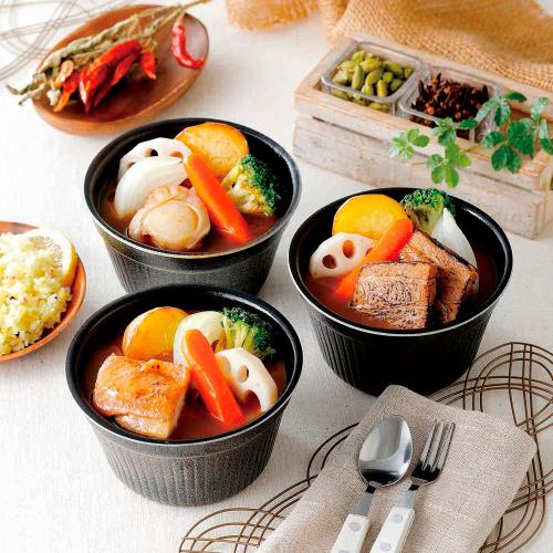 <レンジタイプ>チキン、角煮、ホタテの3種スープカレーセット