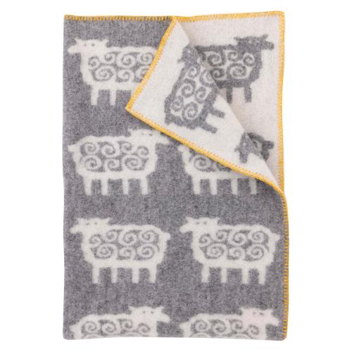 ウールハーフブランケット ヒツジ ライトグレー(ステッチあり)