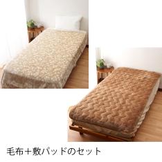 福袋 抗菌防臭加工あたたか毛布・敷きパッドセット