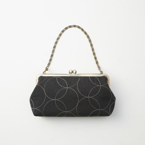 がま口バッグ 6.8寸 碁石玉 輪