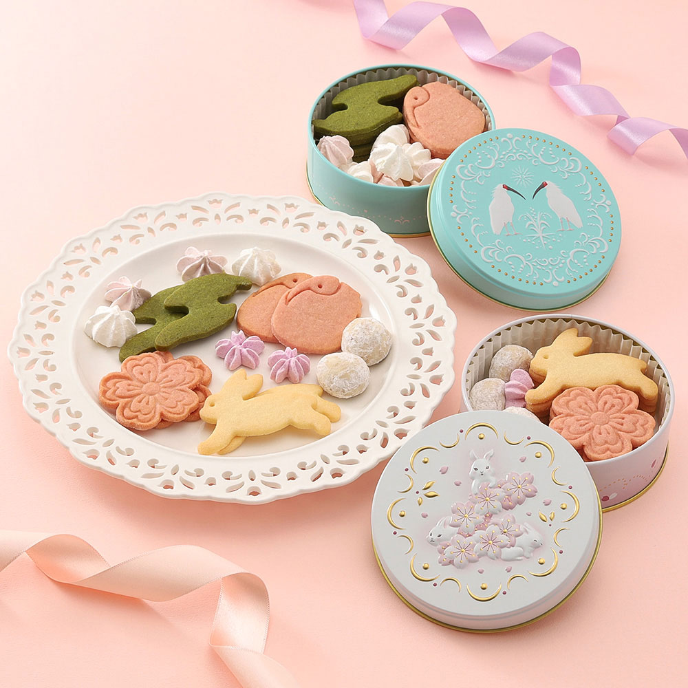 【ホワイトデー】桜とうさぎ＆朱鷺缶