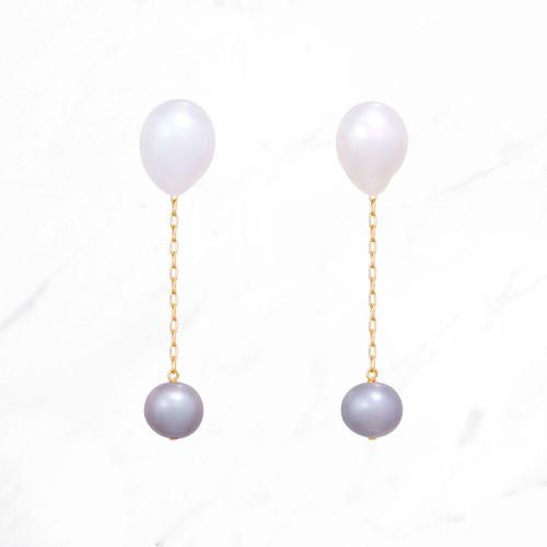 パールフロートピアス(グレー)