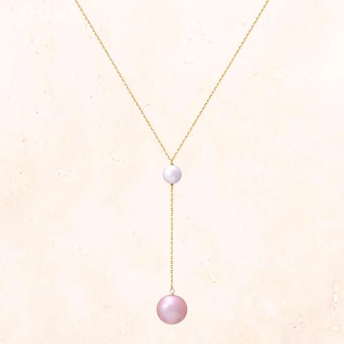 K10パールフロートネックレス(ピンク)