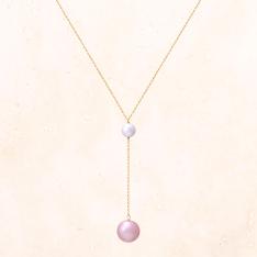 K10パールフロートネックレス（ピンク）