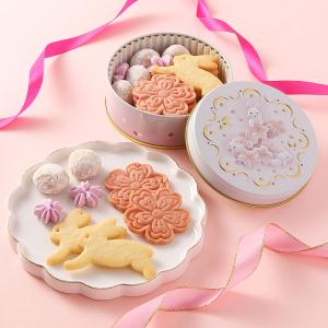 Flowerさま持ち手付きバケツ缶 たまごを抱いたうさぎさんとローズ 両面仕様 桜とうさぎ＆ミモザクッキー缶 | 商品詳細 | 高島屋オンラインストア