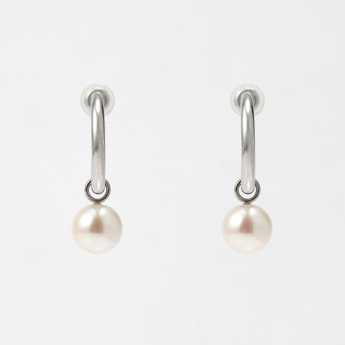 K14WGアコヤ真珠フープ イヤリング