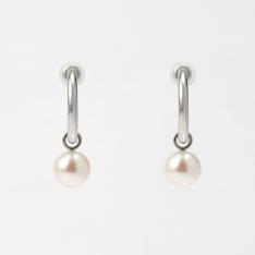 K14WGアコヤ真珠フープ イヤリング