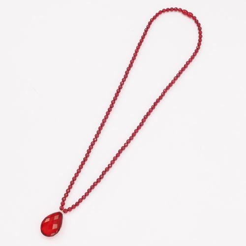 ルビーレッド琥珀ロング ネックレス
