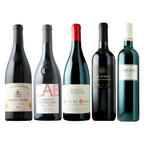 品種の個性を楽しむ フランス産単一品種赤ワイン5本セット