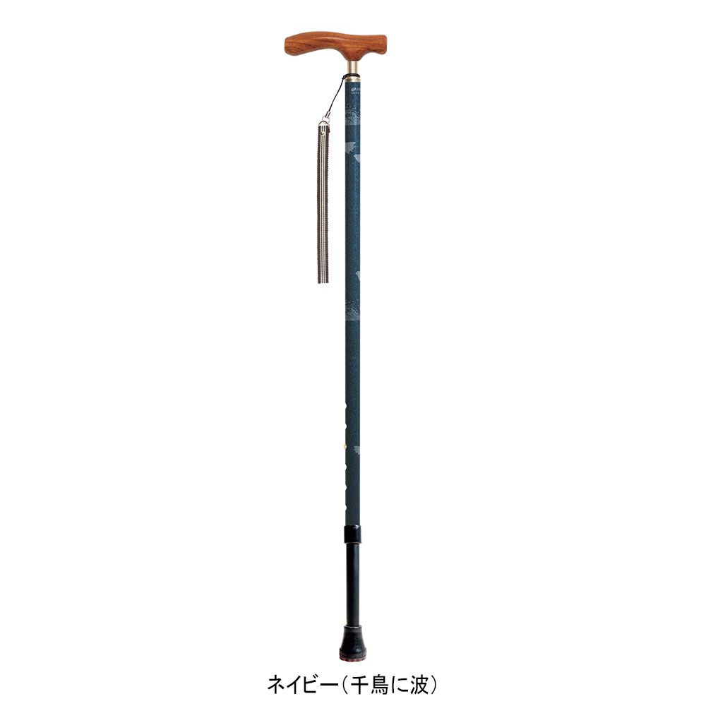 ＜シナノ＞滑りにくい安全先ゴム付 伸縮ステッキ｢和彩 花鳥風月｣