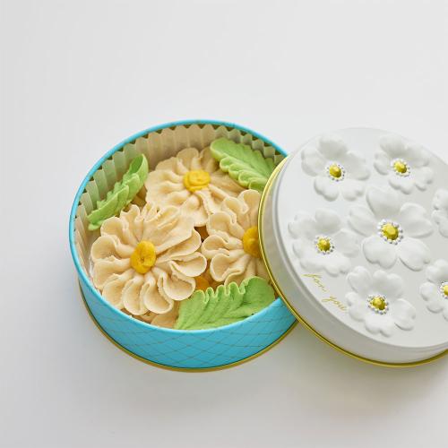【敬老の日】お花のぼうろ×3缶セット(マーガレット)限定ブランドバッグ付き