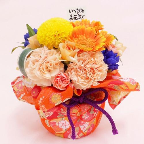 【敬老の日】生花アレンジメント 花結（風呂敷ラッピング）
