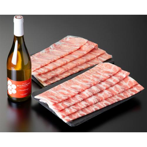 国内産豚肉しゃぶしゃぶ用(ロース400g・肩ロース400g)・白ワインセット
