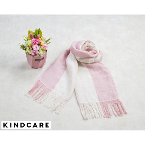 【敬老の日】プリザーブドフラワー「フロットン」＆＜KINDCARE＞ラインカラーストール ピンク
